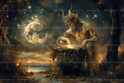#ad SATYR DRUID ART PRINT Witchy Faun Decor Mythology God Pan Poster D348 $12.95