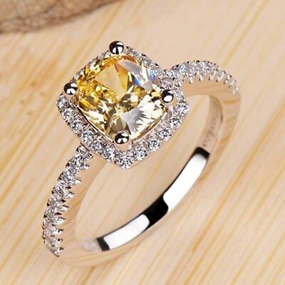 #ad 925 Sterling Silver Crystal Zircon Ring Womens Wedding Engagement Rings 3 Color $8.51
