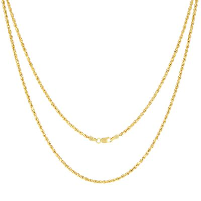 #ad 10K Yellow Gold Solid 2mm Diamond Cut Rope Chain Pendant Link Necklace 16quot; 30quot; $362.98