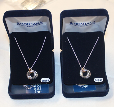Montana Silversmiths Necklace Two Tone Double Ring NC4636** LOT OF 2** BEST BUY* $22.00