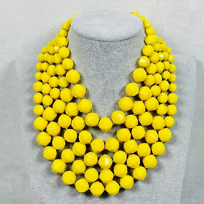 #ad Kate Spade Necklace Layered Beaded Chunky Yellow Cut to the Chase Faceted 18quot; $64.95