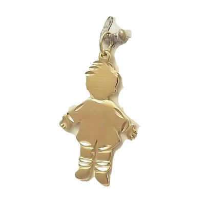 #ad 14K Yellow Gold Engravable Girl Solid Charm Pendant $699.99