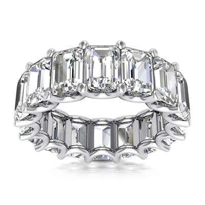 #ad 7.25 Carat VS1 G Emerald Cut U Prong Diamond Eternity Ring Platinum $17572.50