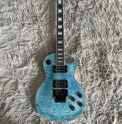 #ad Custom LP Electric Guitar Blue Quilted Maple Top H H Pickups Tremolo Bridge $269.00