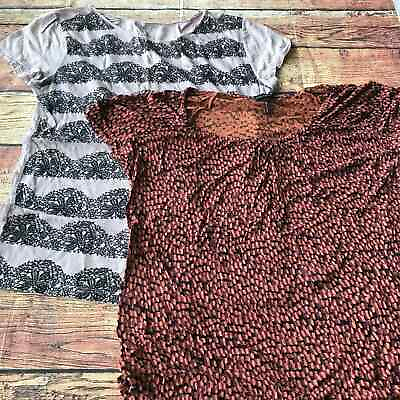 #ad Daisy Fuentes Womens Shirt Blouse Bundle Lot Printed Lace Short Sleeve Sz M $11.99
