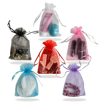 PMLAND 100 Pcs Organza Drawstring Pouches for Party Gift Bag 4x6 Inch $9.99