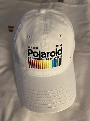 #ad POLAROID Unisex Ball Cap Hat White Adjustable Back 100% Cotton 2019 $12.59