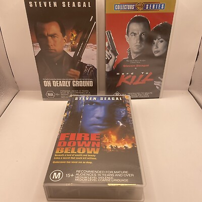 #ad Sealed Steven Seagal Action Movies Hard To Kill On Deadly Ground Fire Below VHS AU $28.00