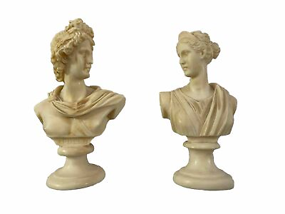 #ad Vintage Busts God Apollo amp; Goddess Artemis Diana Greek Sculptures Made In Greece $99.95