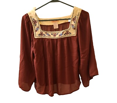 Flying Tomato Top Size XS Maroon Square Neck $19.00