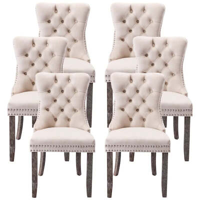 #ad Luxury Tufted Upholstered Dining Room Chairs with Ring Pull Trim amp; Button Back $517.32