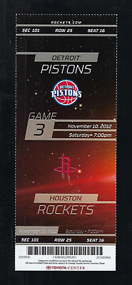#ad KRIS MIDDLETON DEBUT PISTONS @ ROCKETS 2012 NBA FULL TICKET November 10 $49.00