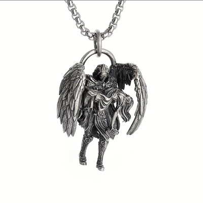 #ad Archangel Guardian Jewelry Vintage Silver St. Michael Sexy Pendant Necklace $13.48