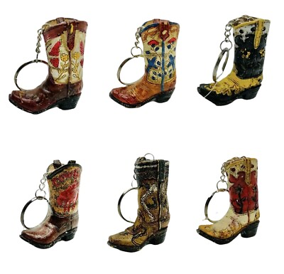 Western Boot Keychain Cowboy Gift Assorted Styles Hand Painted $6.99