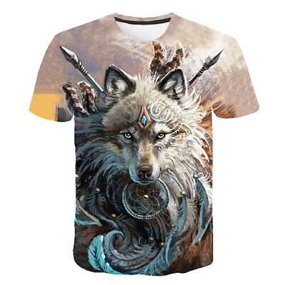 #ad Women Men T Shirt 3D Print Cool Animal Wolf Funny HarajukuShort Sleeve Tee Tops $25.19