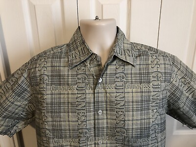 #ad Men#x27;s Guinness Beer Official Merchandise Button Up Short Sleeve Shirt Medium B2 $12.00