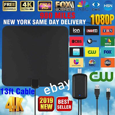 #ad New Indoor HD 4K TV HDTV Antenna VHF UHF Fox with Amplifier Bandit 980 Miles $13.26