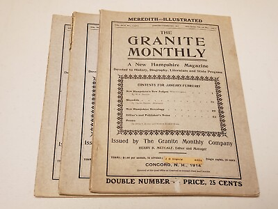 #ad Vtg The Granite Monthly New Hampshire Magazine Jan Feb. March April 1914 Set 3 $19.95
