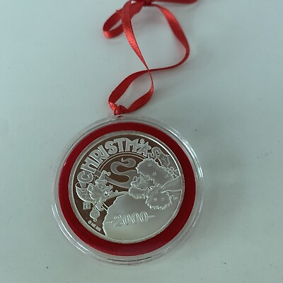 #ad Christmas Silver Art Round .999 Fine Silver Ornament Mary Engelbreit Vtg 2000 $26.99