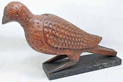#ad Antique Wooden Big Size Bird Figurine Original Old Hand Carved $119.00