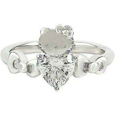 #ad 1.50CT Heart Simulated Women Hello Kitty Engagement Ring White Gold Plated $94.99