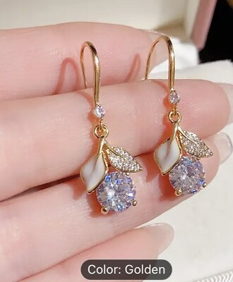 #ad Crystal Flowers Dangle Earrings. $18.99
