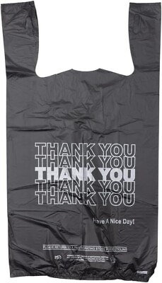 #ad THANK YOU T Shirt Bags 11.5quot; x 6.5quot; x 21quot; Black Plastic Shopping bag 500 CT $20.49