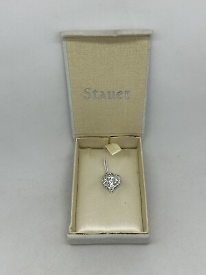 #ad Stauer Sterling Silver Diamond Aura True Heart Love Pendant in Case NEW $39.88
