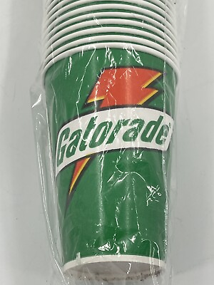 #ad Gatorade Paper Cold Drink Cups 12 Oz 100 Sleeve Disposable Green 1999 Vintage $24.95