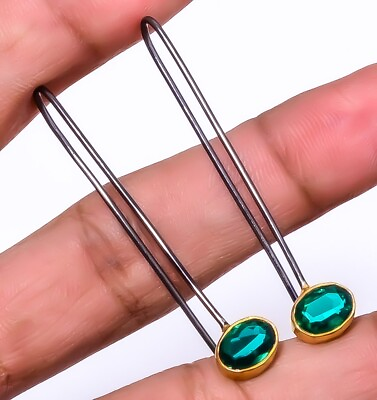 #ad #ad Emerald Quartz Earrings 925 Solid Sterling Silver Jewelry For Women 1.95quot; $14.39