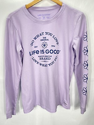 #ad Life is Good Women Crusher Tee Purple Do What You Love Love What You Do Medium $18.95