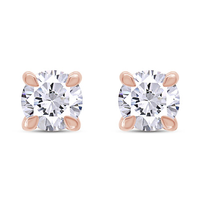 #ad 2ct Solitaire Stud Earrings Round Moissanite 18K Rose Gold Plated 925 Silver $72.21