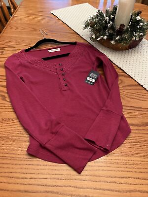 #ad #ad Lucky Brand Womens Shirt Burgundy Long Sleeve Size SmallNew With Tags. $19.90