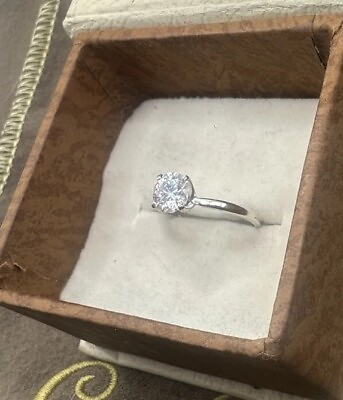 #ad Real Moissanite Charles amp; Colvard 1Ct Vvs1 White Ice Sterling Silver Ring Sz 7 $84.69