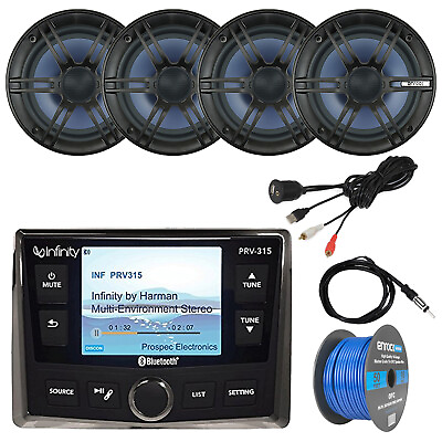 #ad Bluetooth Stereo 4x 6.5quot; Speakers Antenna USB Aux Interface 50 FT 16 G Wire $370.99