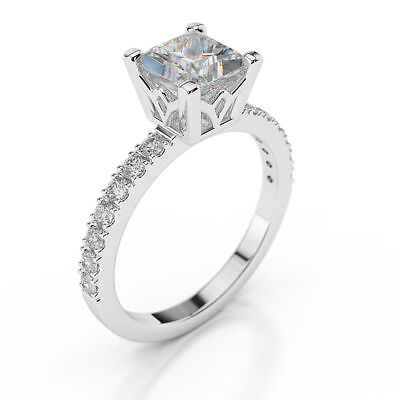 #ad 0.80 CT D VS2 Natural Princess Cut Diamond Engagement Ring 950 Platinum $1816.20