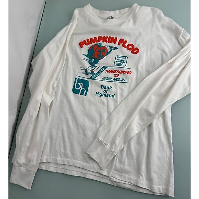 #ad Vintage Pumpkin Plod T Shirt 1989 Long Sleeve Single Stitch White House Tag XL $49.97