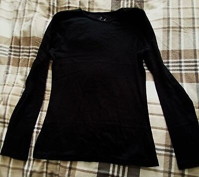 #ad PEACOCKS Beautiful Basics Ladies Black Long Sleeved Cotton T Shirt Tops size 12 GBP 5.99
