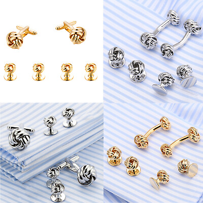 #ad Mens Buttons DIY Studs Twisted Cufflinks Style 6Pcs Knot French Decor Hollow GBP 9.99
