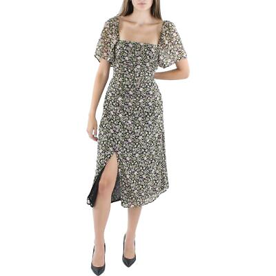 #ad Black Tape Womens Floral Print Flutter Sleeves Midi Dress BHFO 5999 $9.99