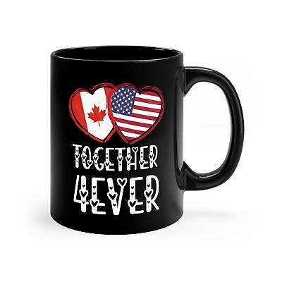 #ad Canada USA Valentines Gift Flag Heart Canadian American Together 4ever 11oz Mug $15.99