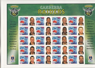 #ad 2002 NRL Raiders Canberra special stamp sheet. MUH. Cost $19.95. Going Cheap AU $8.99