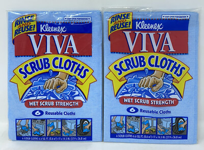#ad VTG 1996 Kleenex Lot Of 10 VIVA Scrub Cloths Reusable 11quot; x 14.5 quot; NEW OPEN PKG $17.99