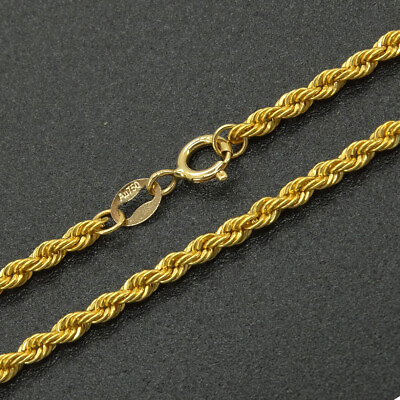 #ad 18K Solid Gold Rope Chain Singapore Twist Necklace Men Women 2mm 16quot; 24quot; $247.75