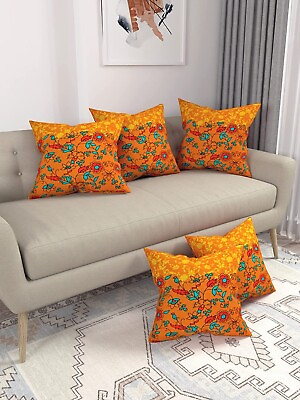 #ad Printed Cushion Cover 100% cotton for living room Decorative covers Pack oF 5 $93.46