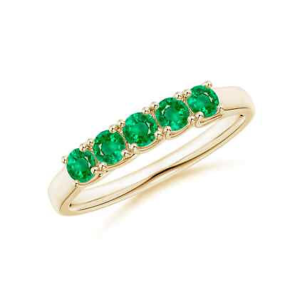#ad ANGARA Half Eternity Five Stone Emerald Wedding Band in 14K Solid Gold $683.10
