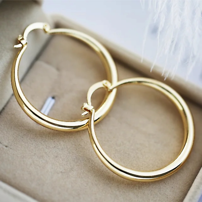 #ad Large Size Gold Rose Silver Plated Hoop Earrings Fashion Jewelry For Women $3.99
