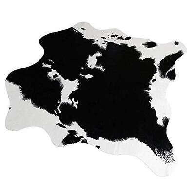 #ad MustMat Cute Cow Print Rug Black and White Faux Cowhide Rugs Animal Printed Area $50.19