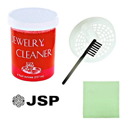 #ad JSP Gold Silver Jewelry Cleaner Solution Diamond Gem Dip Liquid Basket Brush $9.97