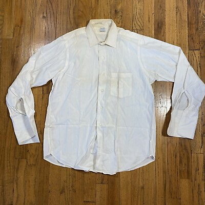 #ad Vintage Pilgrim Button Up Shirt Mens Large White 1950s Sanforized Sears Roebuck $45.00